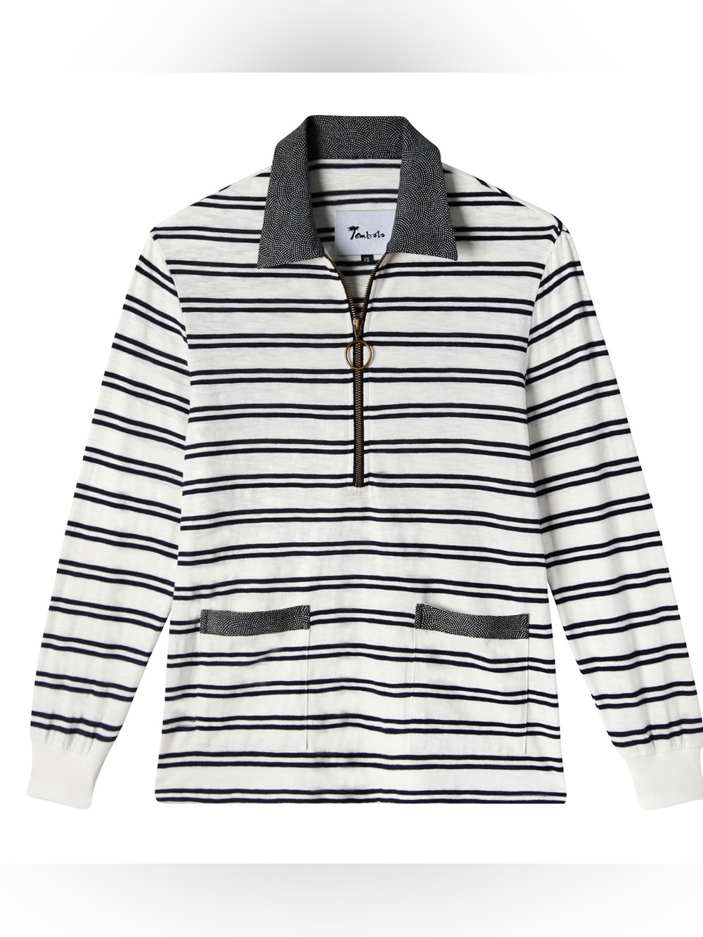 Tombolo Barca extra small striped collared long sleeve shirt black & white XS